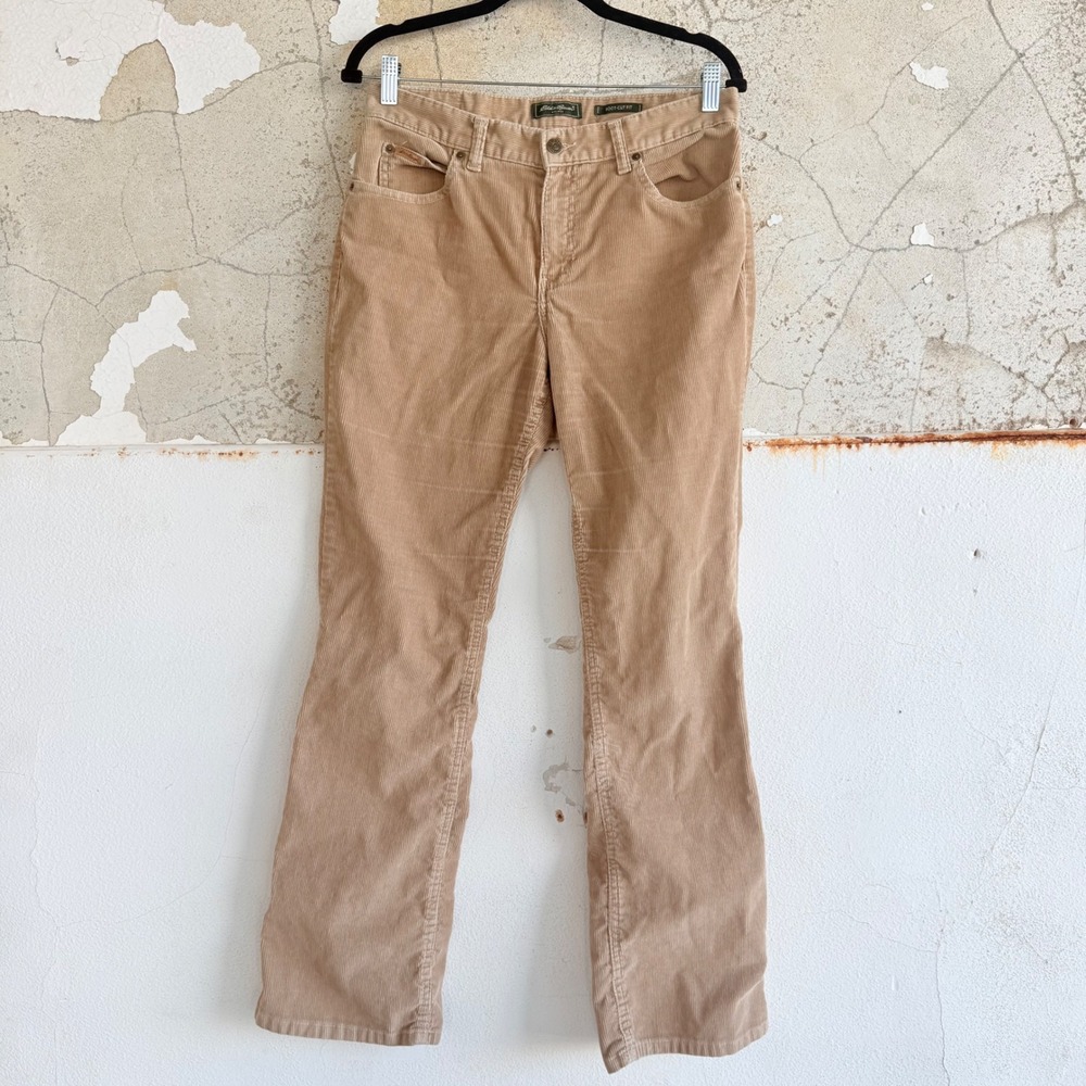 Vtg Eddie Bauer Corduroy‎ Pants Boot Cut Legendary Khaki Trousers Y2K Womens 10